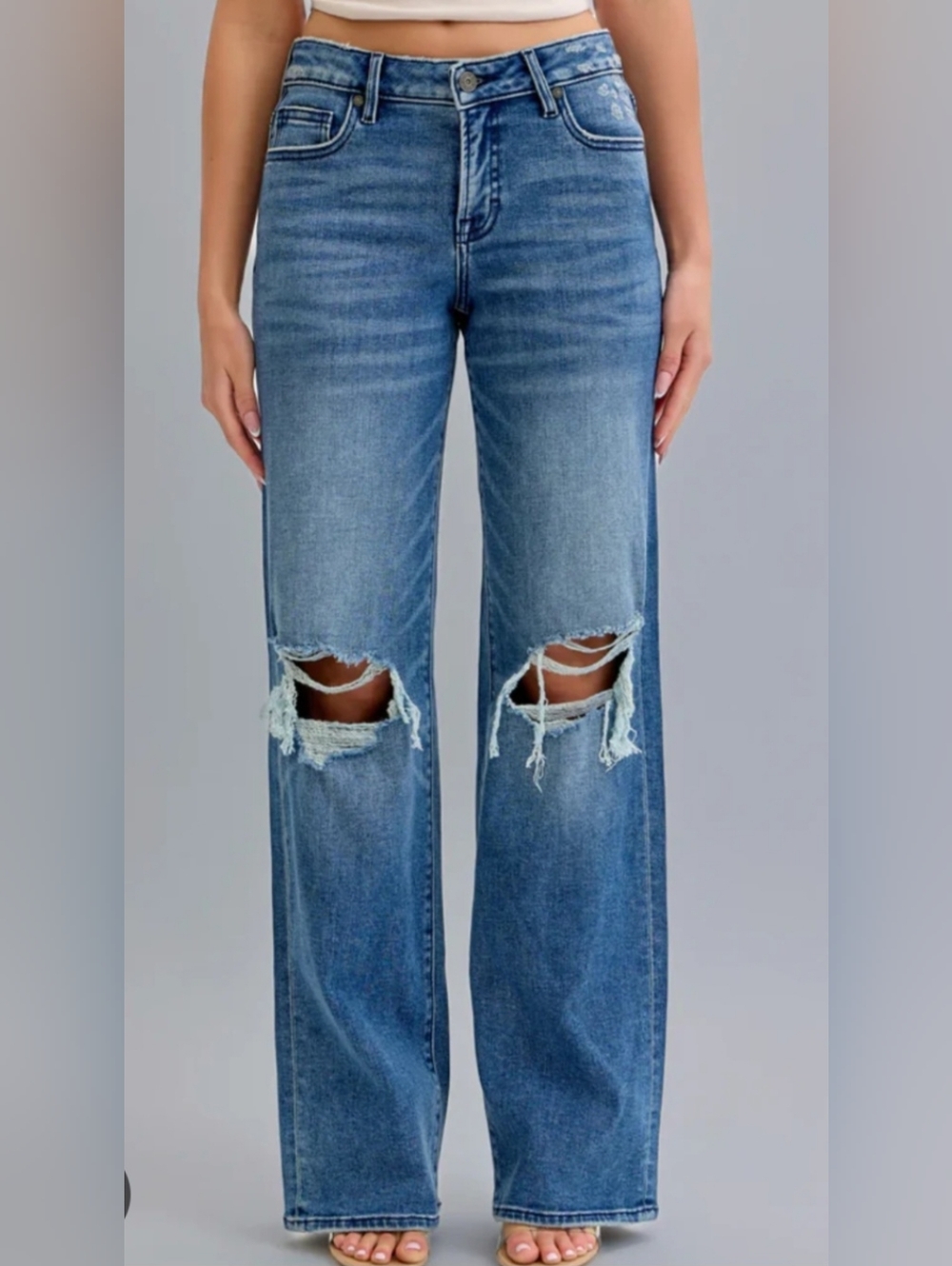 NWT Hidden Logan Wide Leg Jeans 26 Distressed 100% Cotton